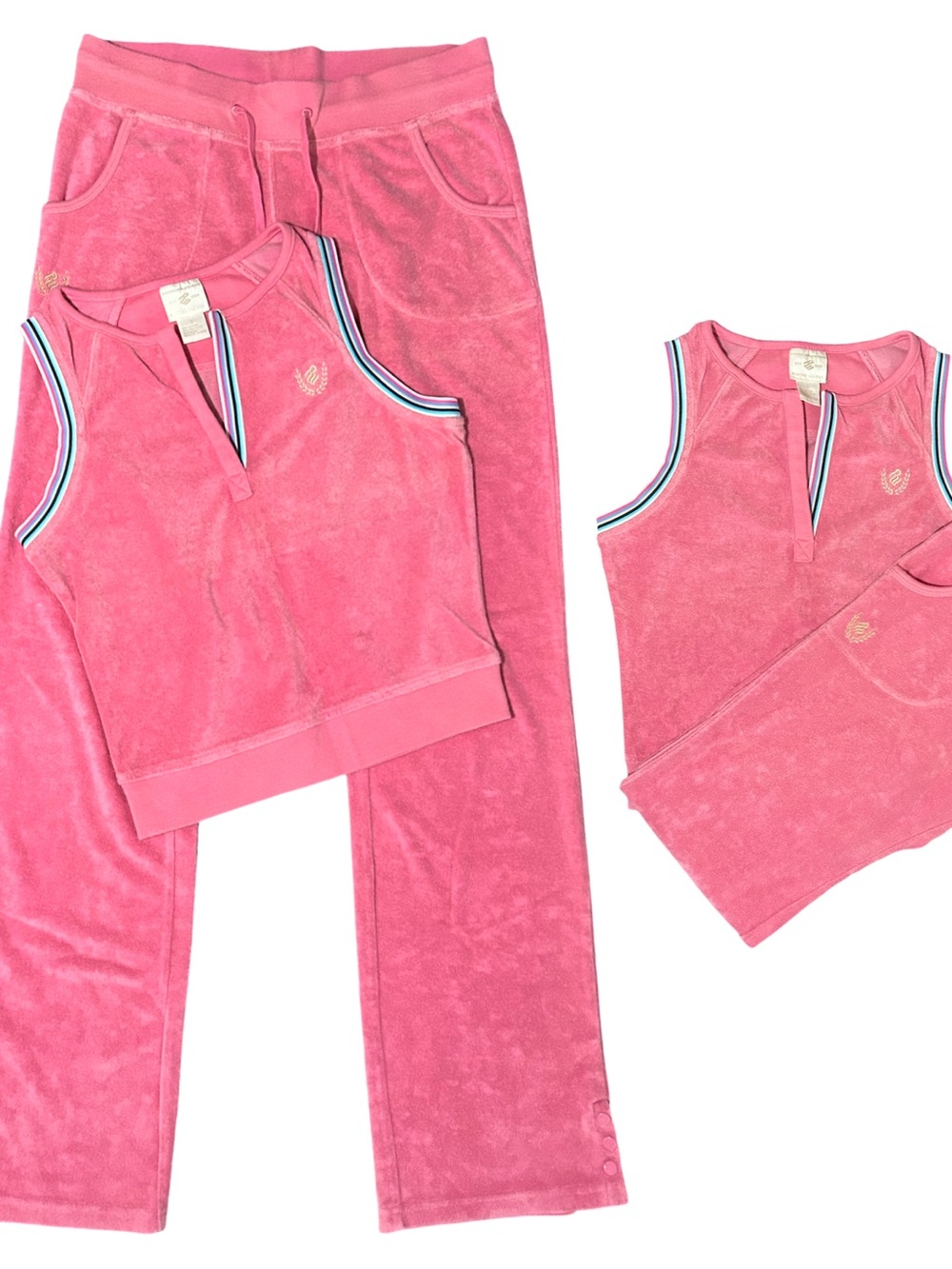 Rocawear Girls Pink Velour Pajama Set with Striped Trim